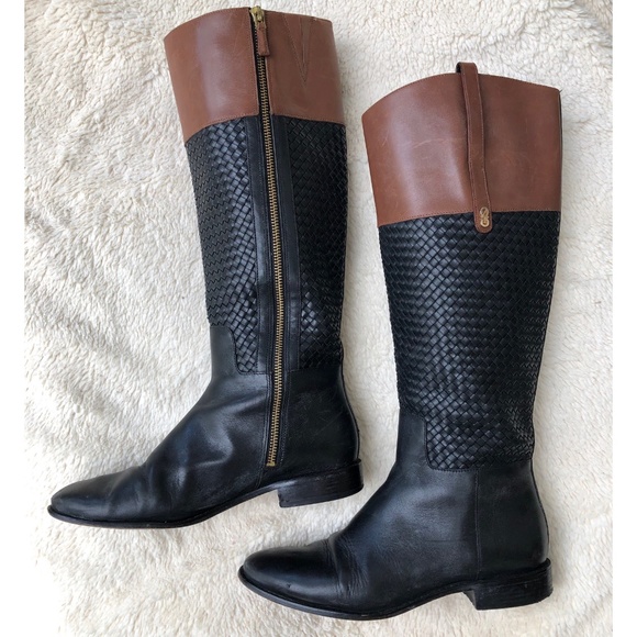 Black and Brown Cole Haan Equestrian Style Boots Size 8 - Picture 1 of 5